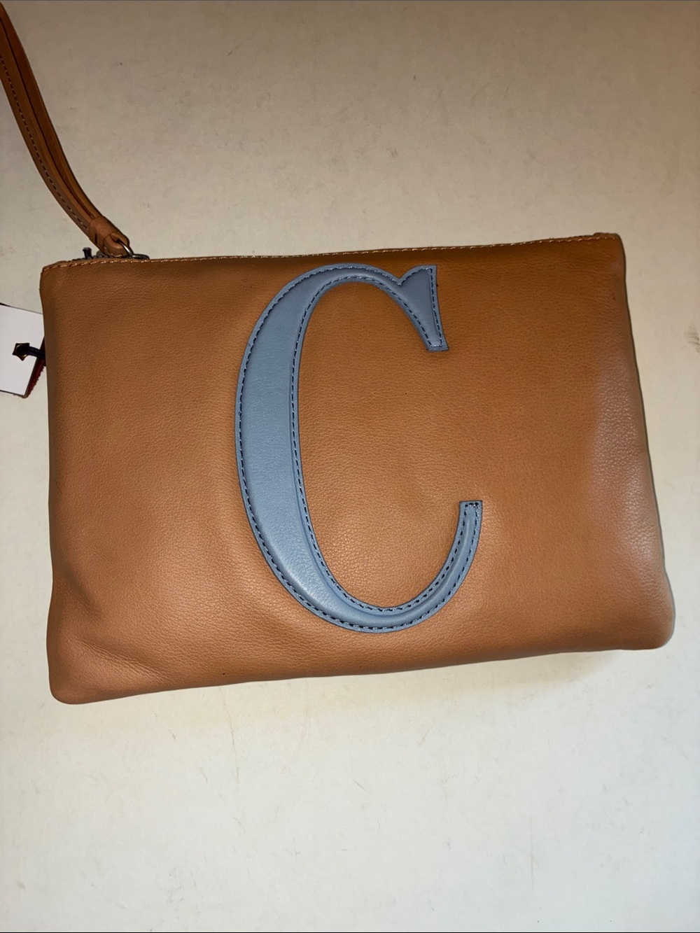 American Leather Monogram Wristlet Clutch Handbag “C”